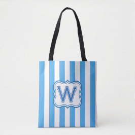 Trendy Monogramy Blue & White Wide Stripe Tasche