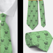 Trendy Mops Dog Green Classic Moderne Neck Tie Krawatte