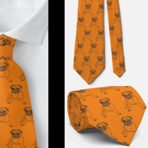 Trendy Mops Dog Orange Classic Moderne Neck Tie Krawatte