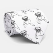 Trendy Mops Dog White Classic Moderne Neck Tie Krawatte (Gerollt)