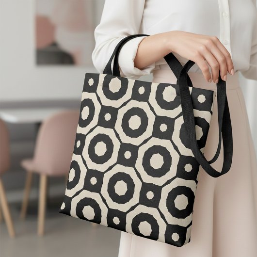 Trendy Mosaic Black & Beige Geometric Muster Tasche