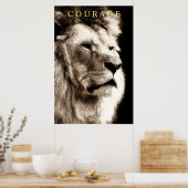 Trendy Motivierend Courage Lion Sepia Brown Poster (Küche)