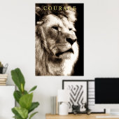 Trendy Motivierend Courage Lion Sepia Brown Poster (Heimbüro)