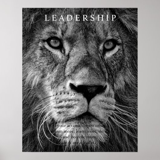 Trendy Motivierend Leadership Lion Black & White Poster (Vorne)
