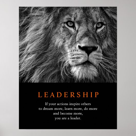 Trendy Motivierend Leadership Lion Black & White Poster (Vorne)