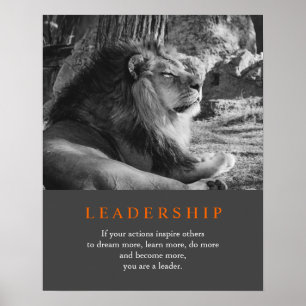 Trendy Motivierend Leadership Lion Black & White Poster