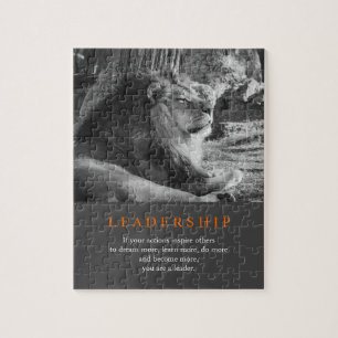 Trendy Motivierend Leadership Lion Black & White Puzzle