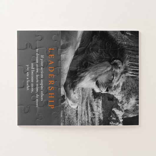 Trendy Motivierend Leadership Lion Black & White Puzzle (Horizontal)
