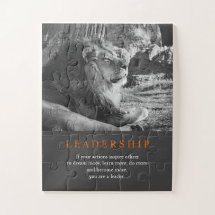 Trendy Motivierend Leadership Lion Black & White Puzzle