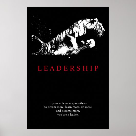 Trendy Motivierend Leadership Tiger Schwarz-weiß Poster (Vorne)