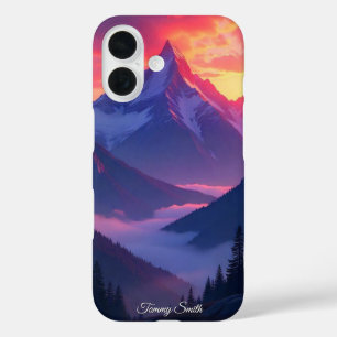 Trendy Mountain Sunset   Landschaftliche Landschaf iPhone 16 Hülle