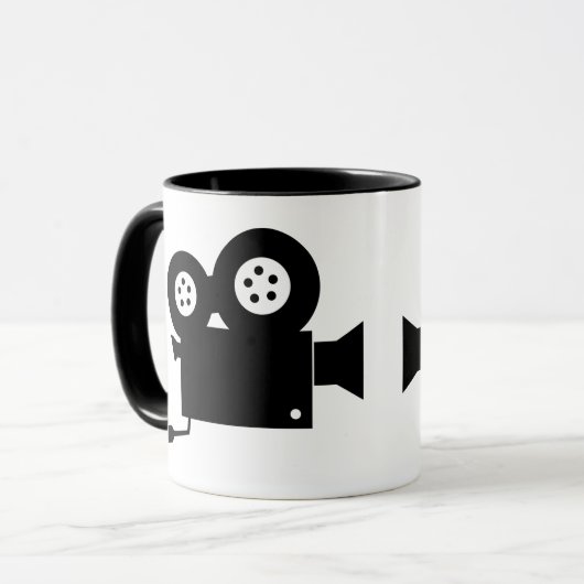 TRENDY MOVIE KAMERA IN SCHWARZ UND WEISS TASSE (Vorderseite Links)