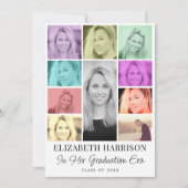 Trendy Multi-Color Foto Collage Graduation Party Einladung (Vorderseite)
