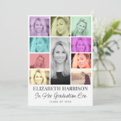 Trendy Multi-Color Foto Collage Graduation Party Einladung (Stehend Vorderseite)