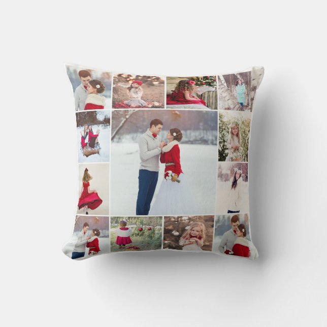 Trendy Multi Foto Collage Pillow Kissen (Vorderseite)