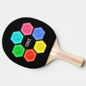 Trendy multicfarbene Wabenkolben auf schwarz Tischtennis Schläger (Seitenansicht)