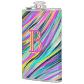 Trendy Multicolor Neon Psychedelic Monogram Flachmann (Links)