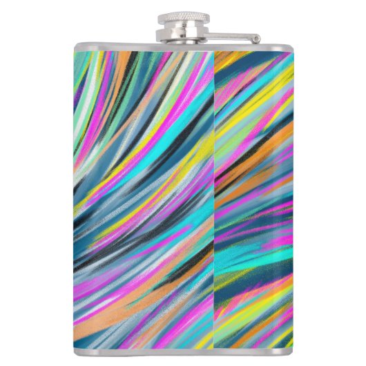 Trendy Multicolor Neon Psychedelic Monogram Flachmann (Rückseite)