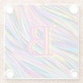 Trendy Multicolor Neon Psychedelic Monogram Glasuntersetzer (Rückseite)