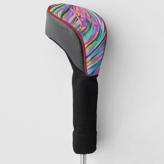 Trendy Multicolor Neon Psychedelic Monogram Golf Headcover (angewinkelt)