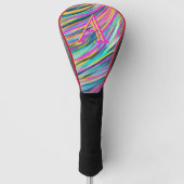 Trendy Multicolor Neon Psychedelic Monogram Golf Headcover (Vorderseite)