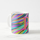 Trendy Multicolor Neon Psychedelic Monogram Kaffeetasse (Vorderseite Links)