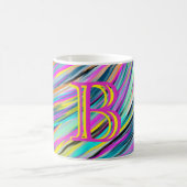 Trendy Multicolor Neon Psychedelic Monogram Kaffeetasse (Mittel)