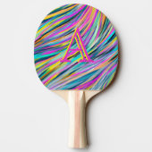 Trendy Multicolor Neon Psychedelic Monogram Tischtennis Schläger (Rückseite)
