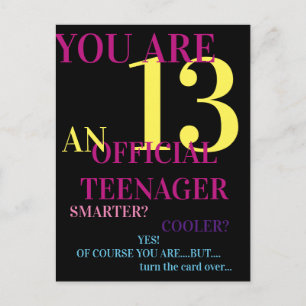 Trendy Multicolor Offiziell Teenager 13. Geburtsta Postkarte