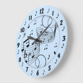 Trendy Music Design Blau Große Wanduhr (Winkel)