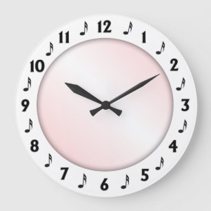 Trendy Music Design Pink Große Wanduhr