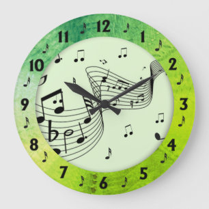Trendy Music Green Round Wall Große Wanduhr