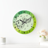 Trendy Music Green Round Wall Große Wanduhr (Zuhause)
