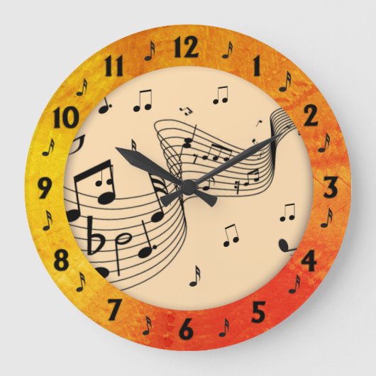 Trendy Music Mandarine Round Wall Große Wanduhr (Vorderseite)