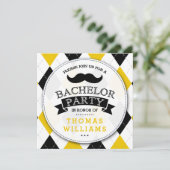 Trendy Mustache Bachelor Party Einladungen (Stehend Vorderseite)