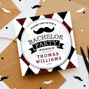 Trendy Mustache Bachelor Party Einladungen