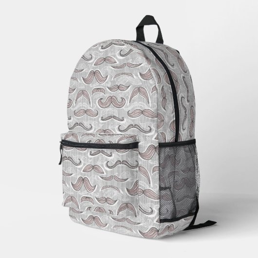 Trendy Mustache Pattern Bedruckter Rucksack (Rückseitige Ecke Rechts)
