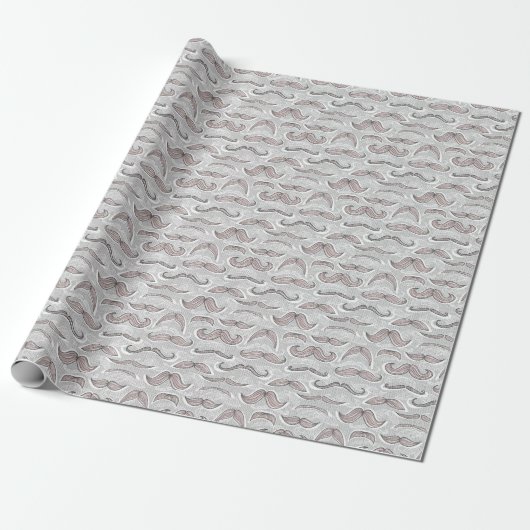 Trendy Mustache Pattern Geschenkpapier (Ungerollt)