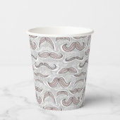 Trendy Mustache Pattern Pappbecher (Rückseite)