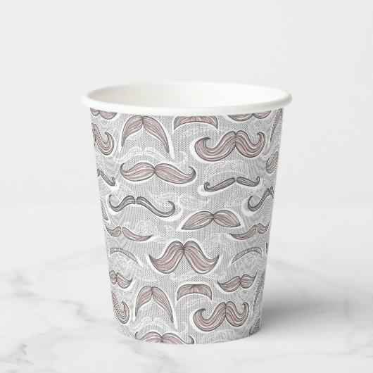 Trendy Mustache Pattern Pappbecher (Rückseite)