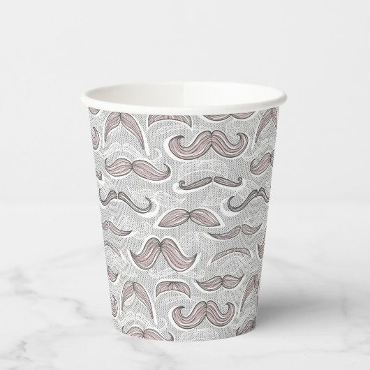 Trendy Mustache Pattern Pappbecher (Links)