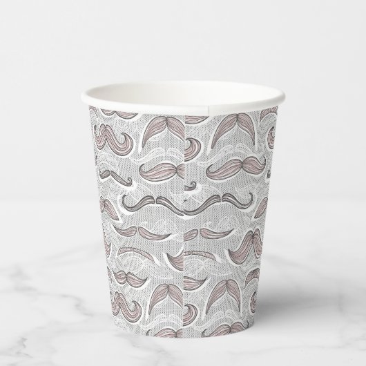 Trendy Mustache Pattern Pappbecher (Rechts)
