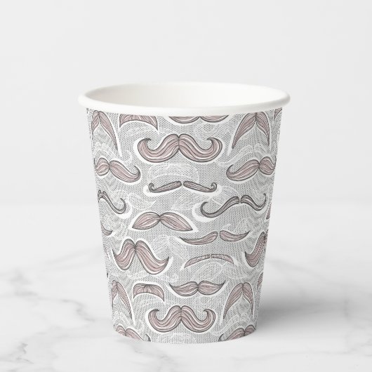 Trendy Mustache Pattern Pappbecher (Vorderseite)