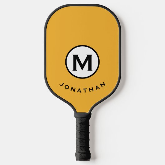 Trendy Mustard Monogram Initial Name Pickleball Schläger (Vorderseite)