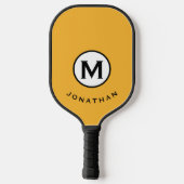 Trendy Mustard Monogram Initial Name Pickleball Schläger (Rückseite)