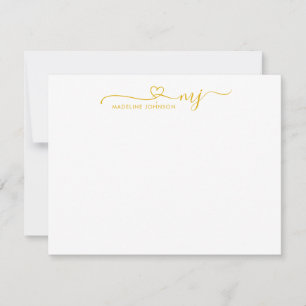 Trendy Mustard Yellow Heft Name Monogram Mitteilungskarte