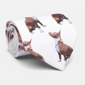 Trendy Muster braun und weiß Pit Bull Hund Krawatte (Gerollt)