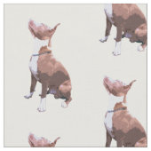 Trendy Muster braun und weiß Pit Bull Hund Stoff (Nahaufnahme)