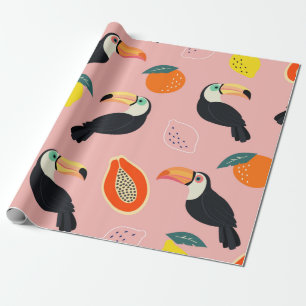 Trendy Muster mit Toucan und abstrakten tropischen Geschenkpapier