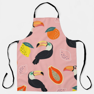 Trendy Muster mit Toucan und abstrakten tropischen Schürze